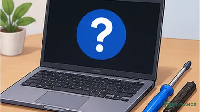 Person disconnecting laptop accessories and holding the power button to perform a power reset.