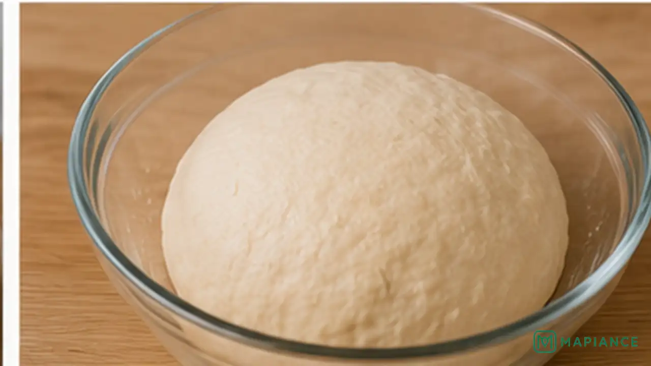 Covered bread dough resting longer in a bowl while a person checks whether it is beginning to rise.
