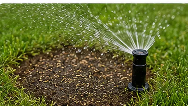 Homeowner gently watering a newly seeded lawn patch without washing the grass seed away.
