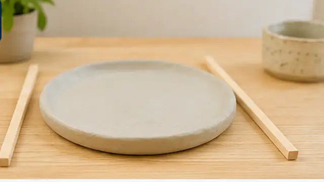 Person checking and evening the wall thickness of a new air-dry clay bowl.
