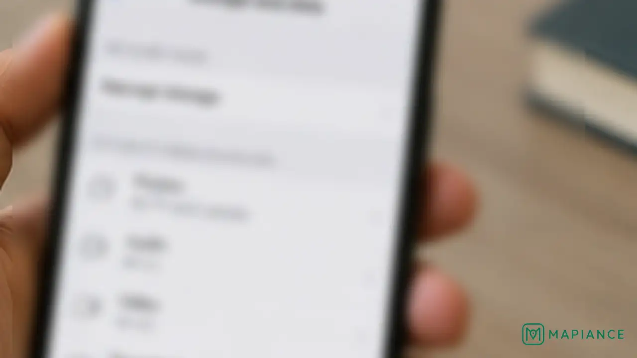 Person checking phone storage and WhatsApp media permissions for failed file messages.