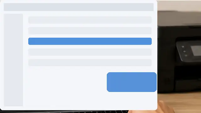 Person checking printer settings and disabling an offline or paused printer state.