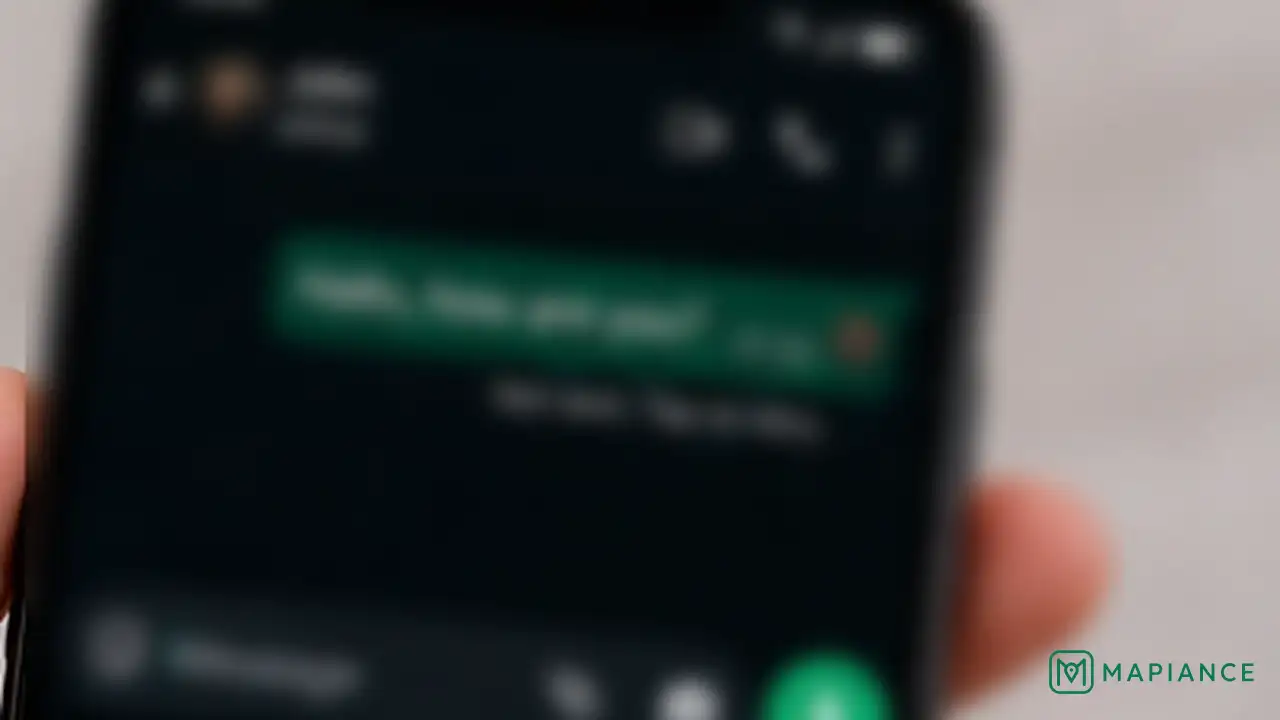 Person checking the phone internet connection while a WhatsApp message waits to send.