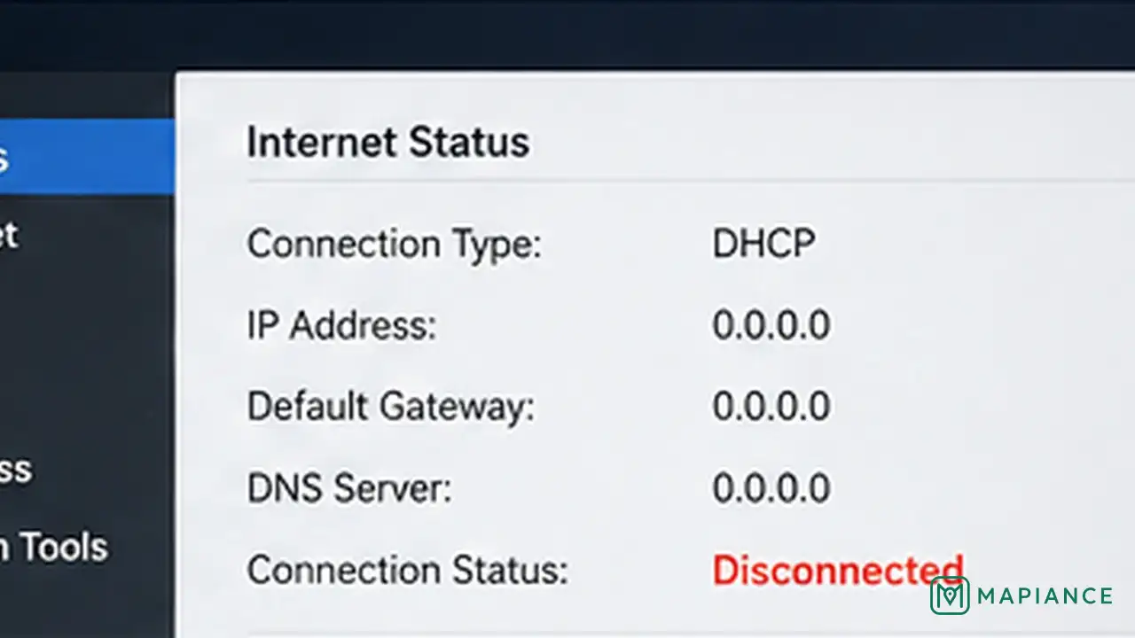 Person checking the router Internet or WAN status to see whether the router has received an internet connection.