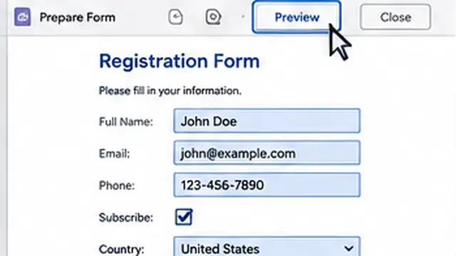 Person checking the tab order and accessibility of fields in a fillable PDF form.