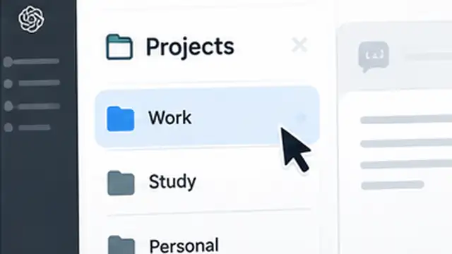 Person opening a ChatGPT Project with related chats and source files on a laptop.