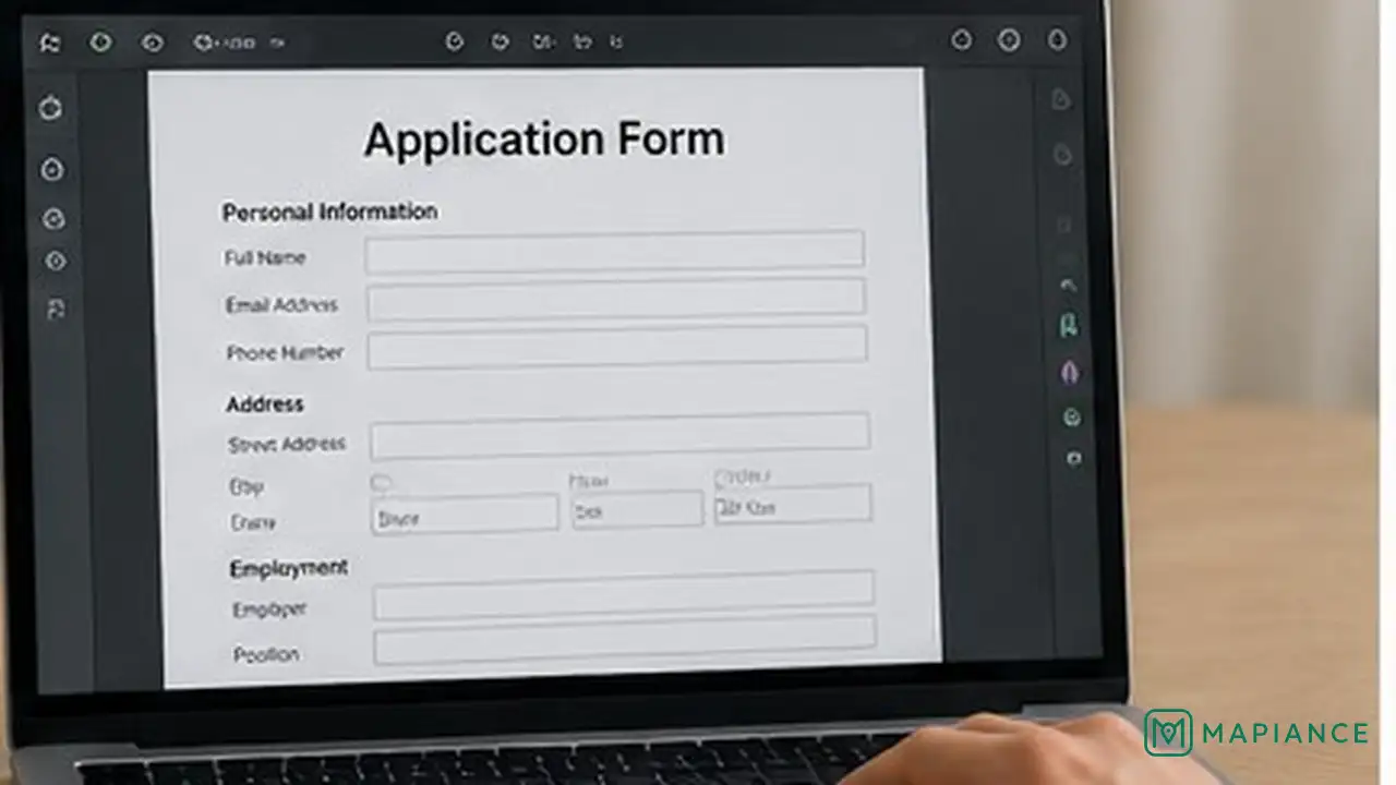 Person opening a saved copy of a PDF form on a laptop.
