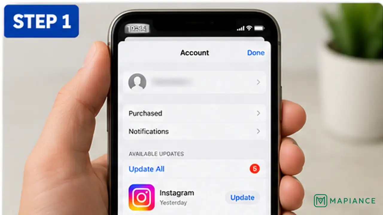 Person prioritizing a stuck iPhone app download from the Home Screen.