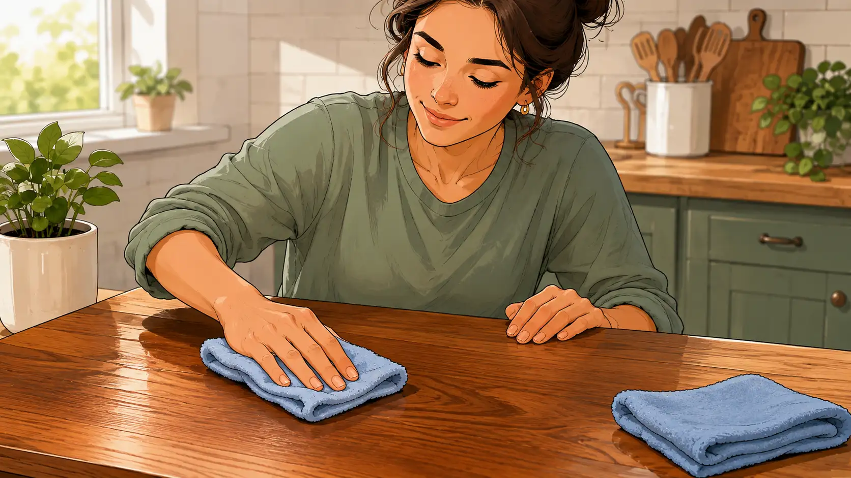 Person softening sticker residue with warm soapy water and lifting it with a plastic card.