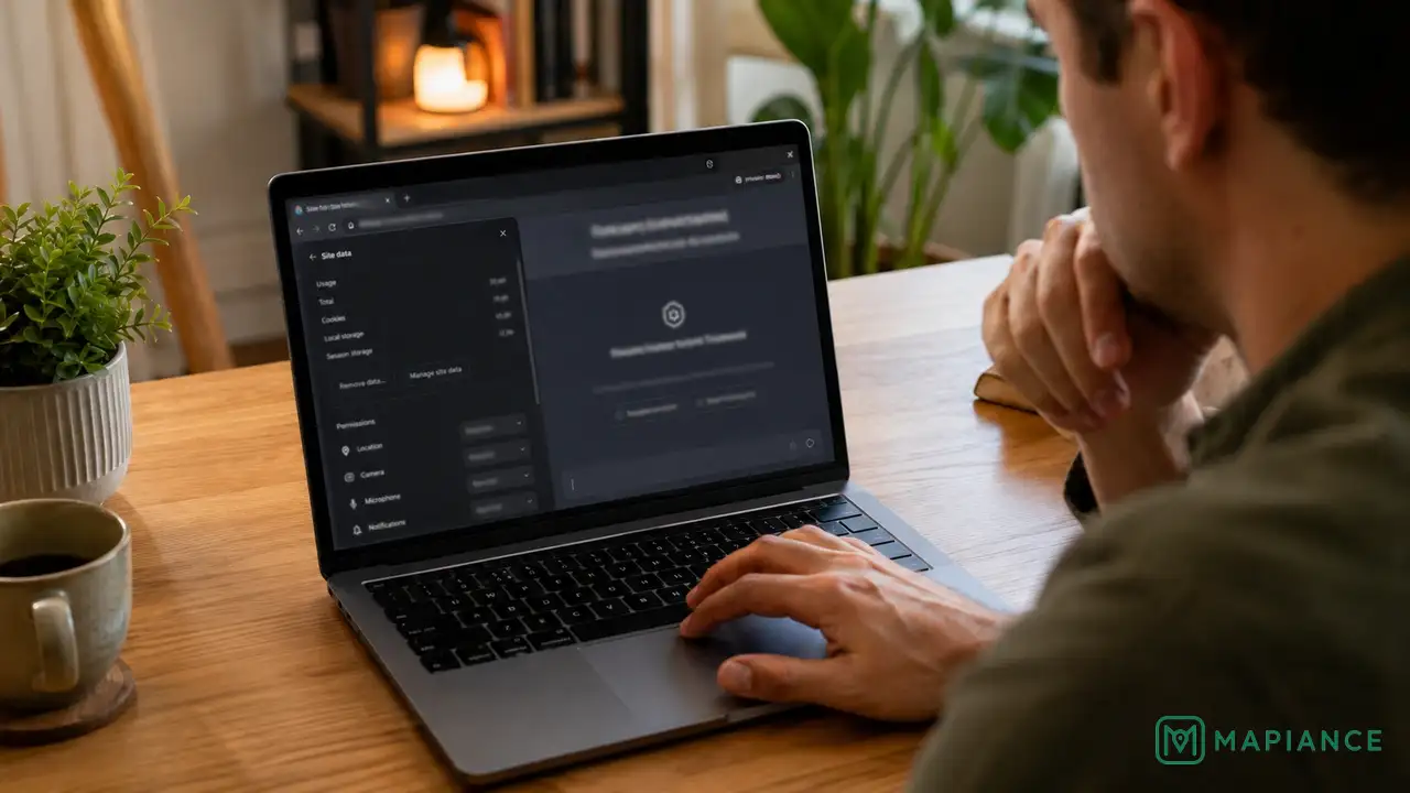 Person testing ChatGPT in a private browser window before clearing site data.