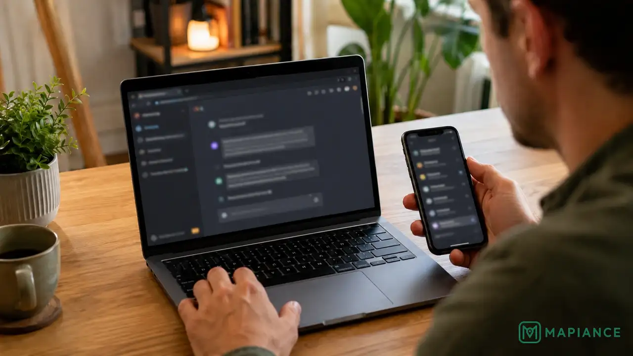 Person testing ChatGPT on another browser and device after an error.