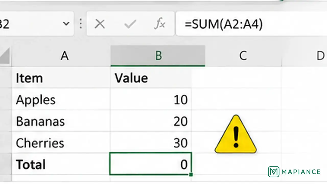 Person turning off formula display in Excel so worksheet cells show calculated results again.