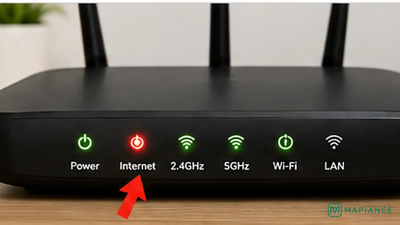 Person using mobile data to check for an internet provider outage while the home Wi-Fi router remains online.